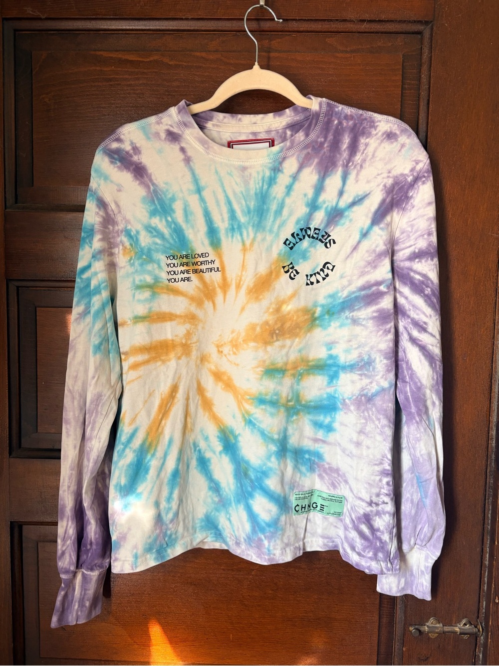CHNGE Tie-Dye Long Sleeve Tee in Purple, Blue & Yellow